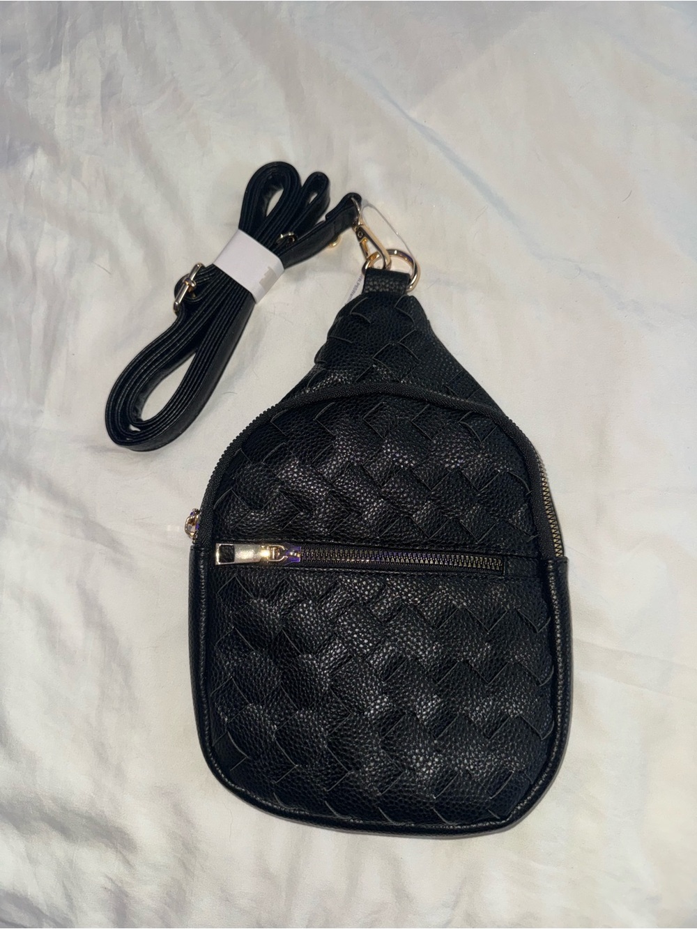 BNWT, black faux leather crossbody bag
